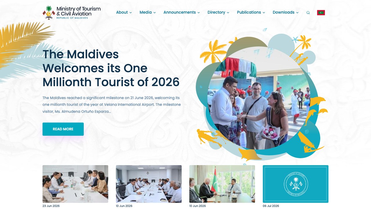 The Ministry of Tourism and Civil Aviation website homepage